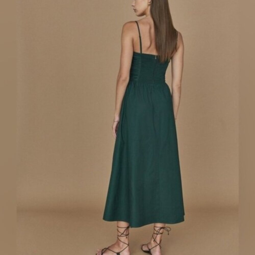 NEW Reformation Lissa Cotton Midi Dress Forest Dark Green Removable Straps sz 4 - Picture 4 of 14